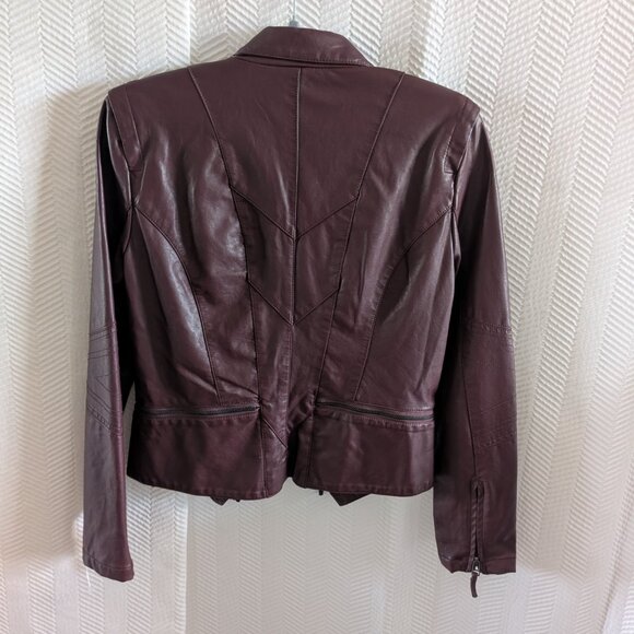 BlankNYC Faux Leather Moto Jacket NWOT Burgundy Oxblood Medium Biker - Picture 10 of 12